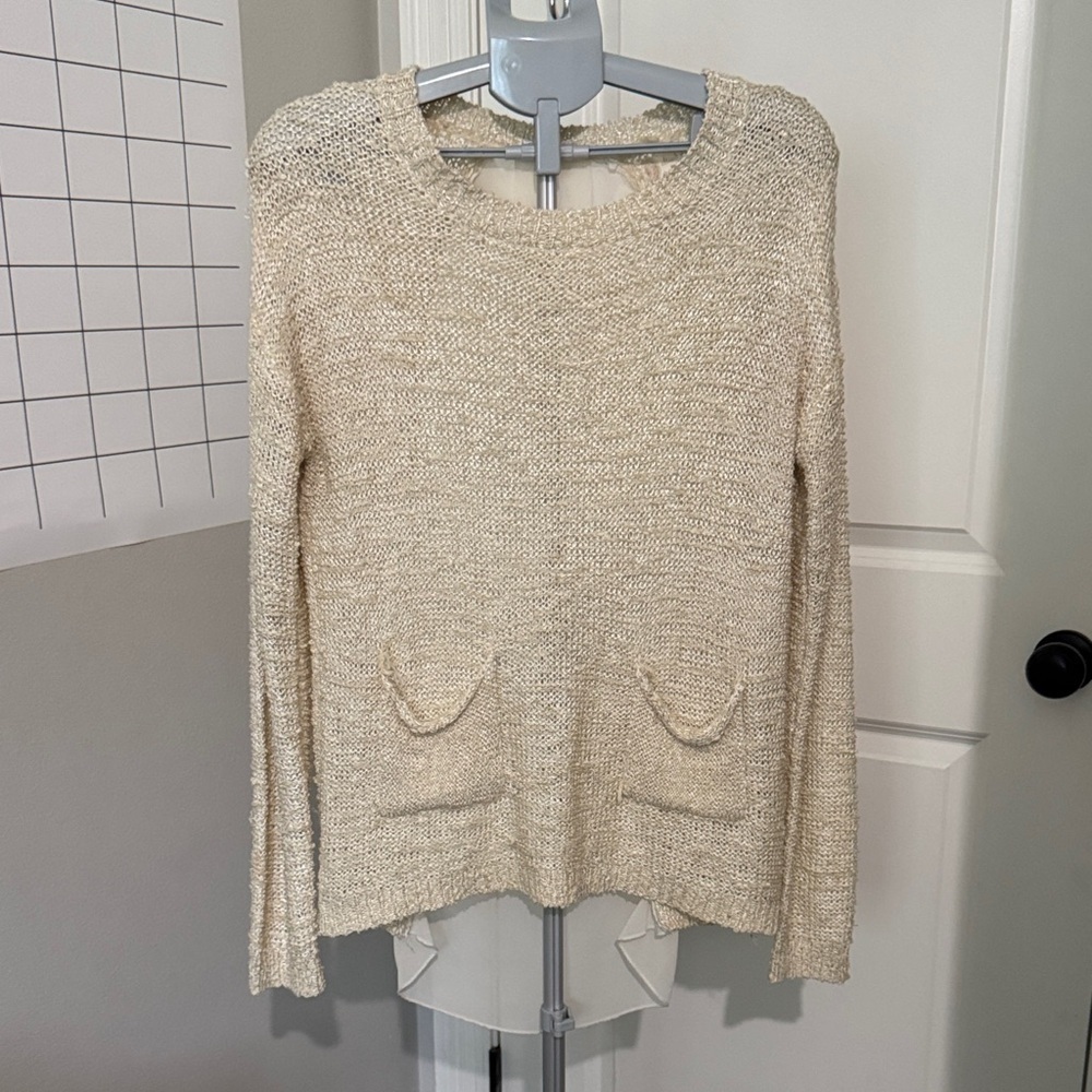 Altar'd State Cream Textured Crew Neck Sweater